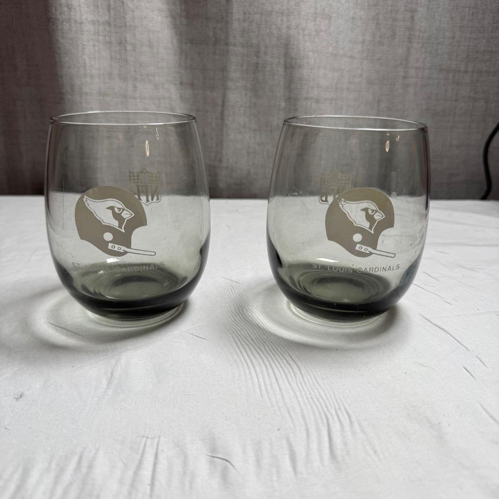 NFL Stemless Wine Glasses St. Louis Cardinals Set of 2 Grey Vintage Man Cave